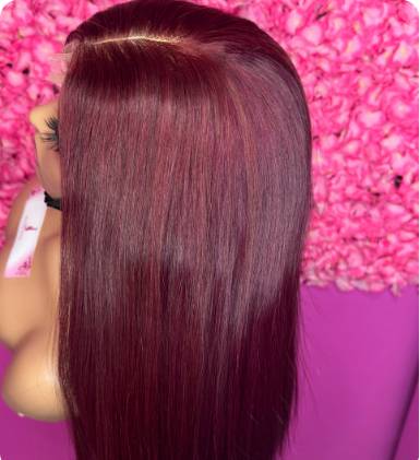 16” Burgundy Bone Straight Wig