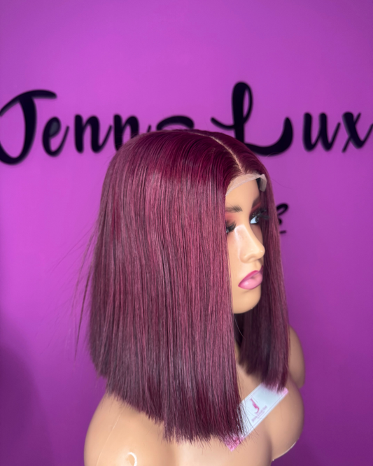 12”  Burgundy Bob Wig (4x4 Closure)