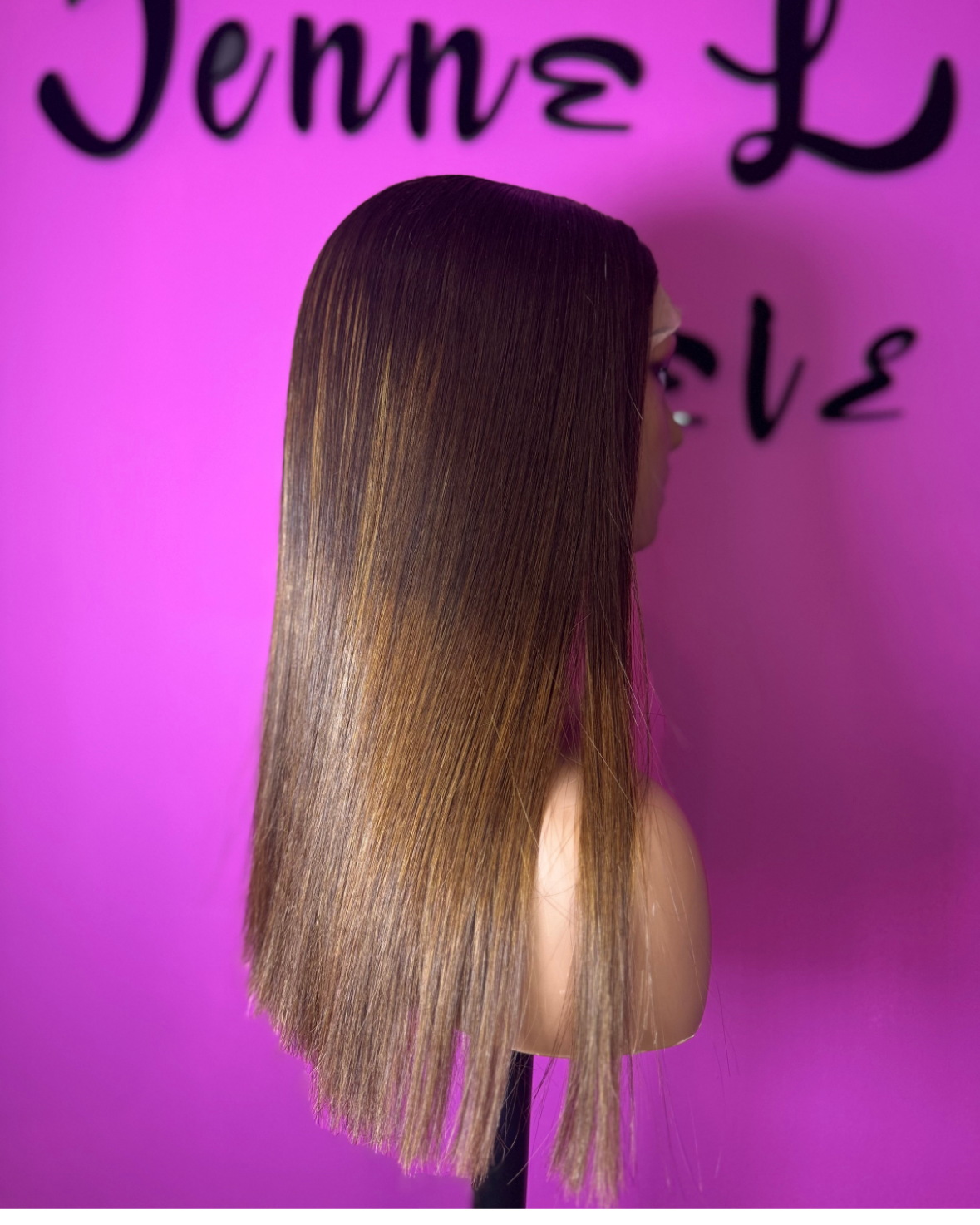 14” Ombre Brown Bone Straight Wig (5x5 Closure)
